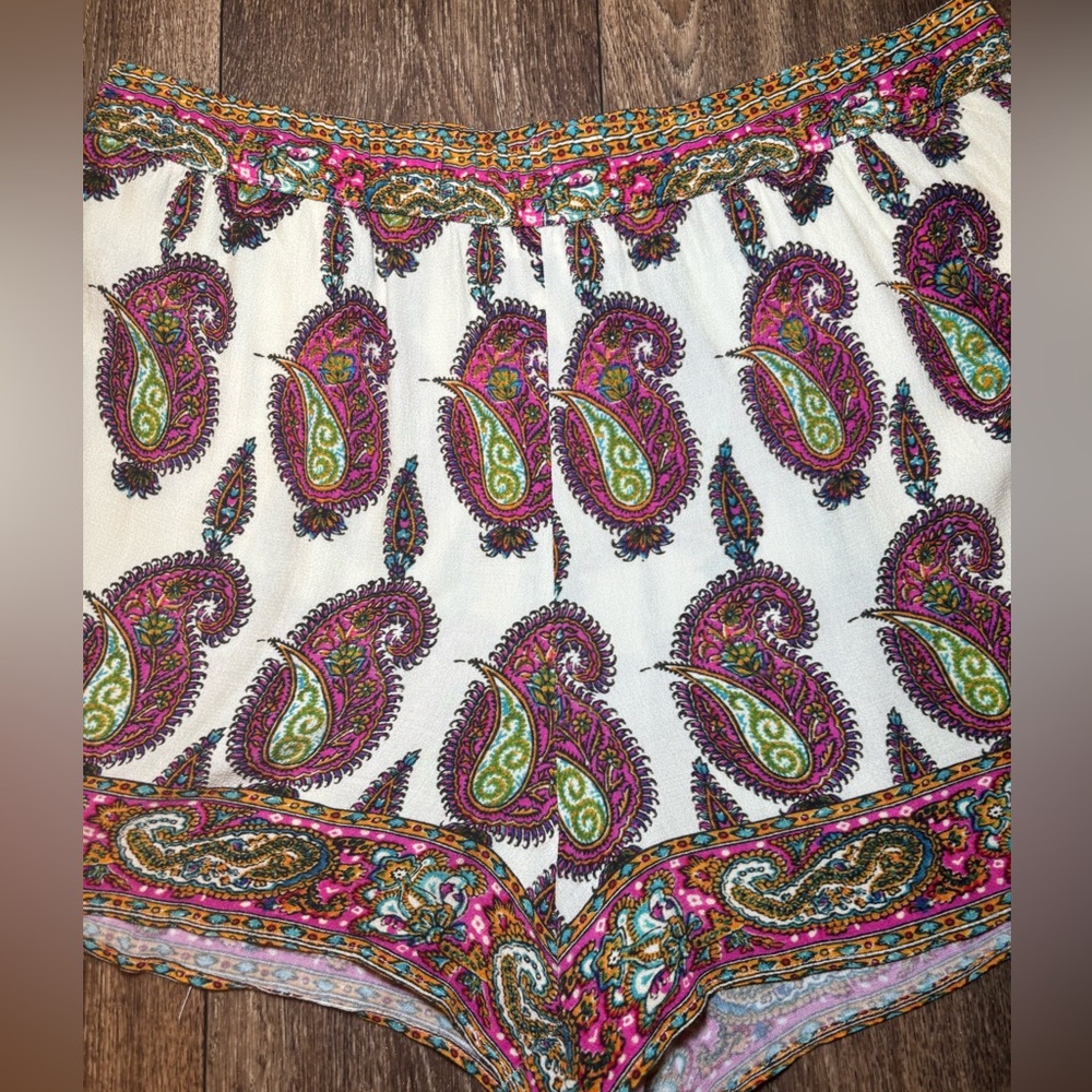 Ett Twa Anthropologie Cream Multicolor Paisley Print Viscose Shorts-A507 - Picture 3 of 7